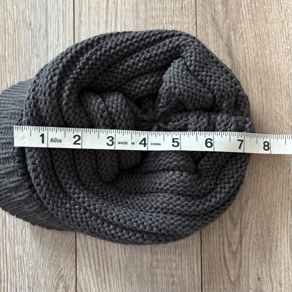 C.C Cable Knit Soft Stretch Gray Beanie with Brim - Picture 4 of 9